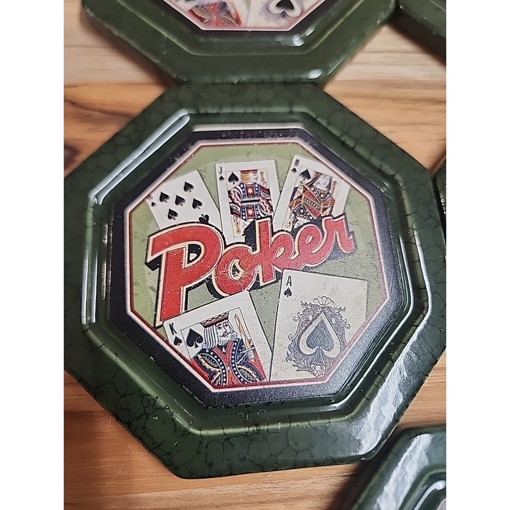 8 Vtg Poker Themed Coasters Thirstystone Ambiance Ceramic Man Cave Gameroom